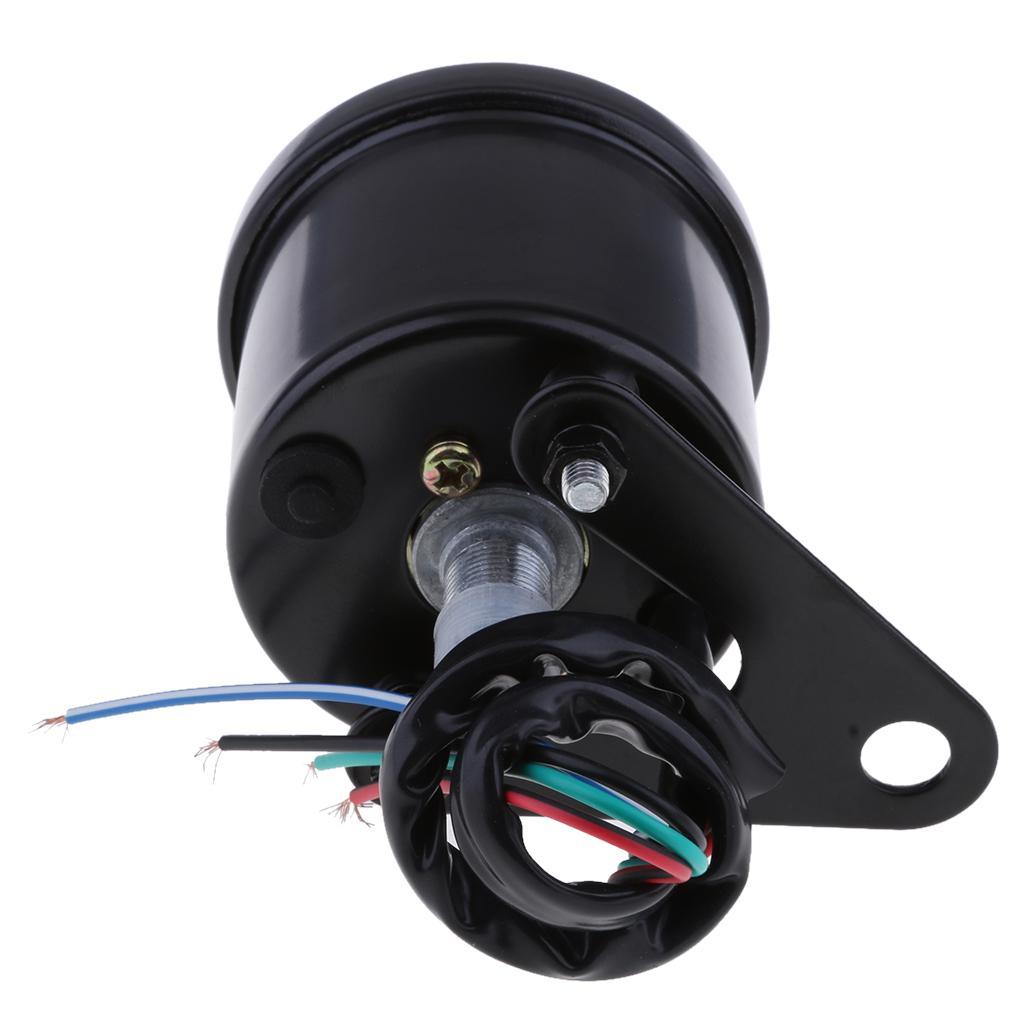 12V Motor LED Digital Display Speedometer Tachometer Odometer Gauge - Black