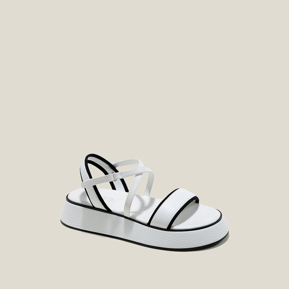 Vascara Giày Sandal Đế Chunky Phối Vân Da Kỳ Đà - SDK 0339