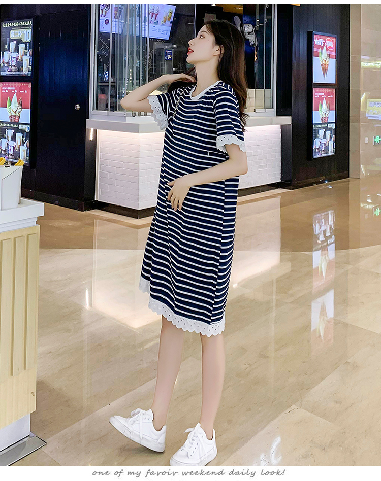 Đầm bầu suông thun sọc kẻ DN21