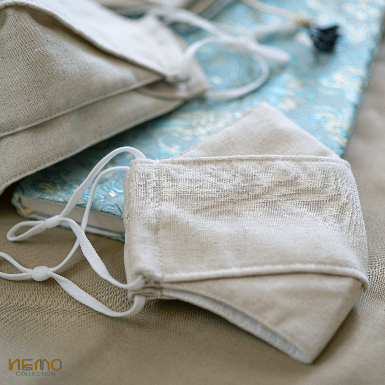 Khẩu Trang 4D NEMO Vải Mộc 100% Linen, Chống Nắng, Lọc Bụi, Lọc Khuẩn, Thoáng Khí - KTBM