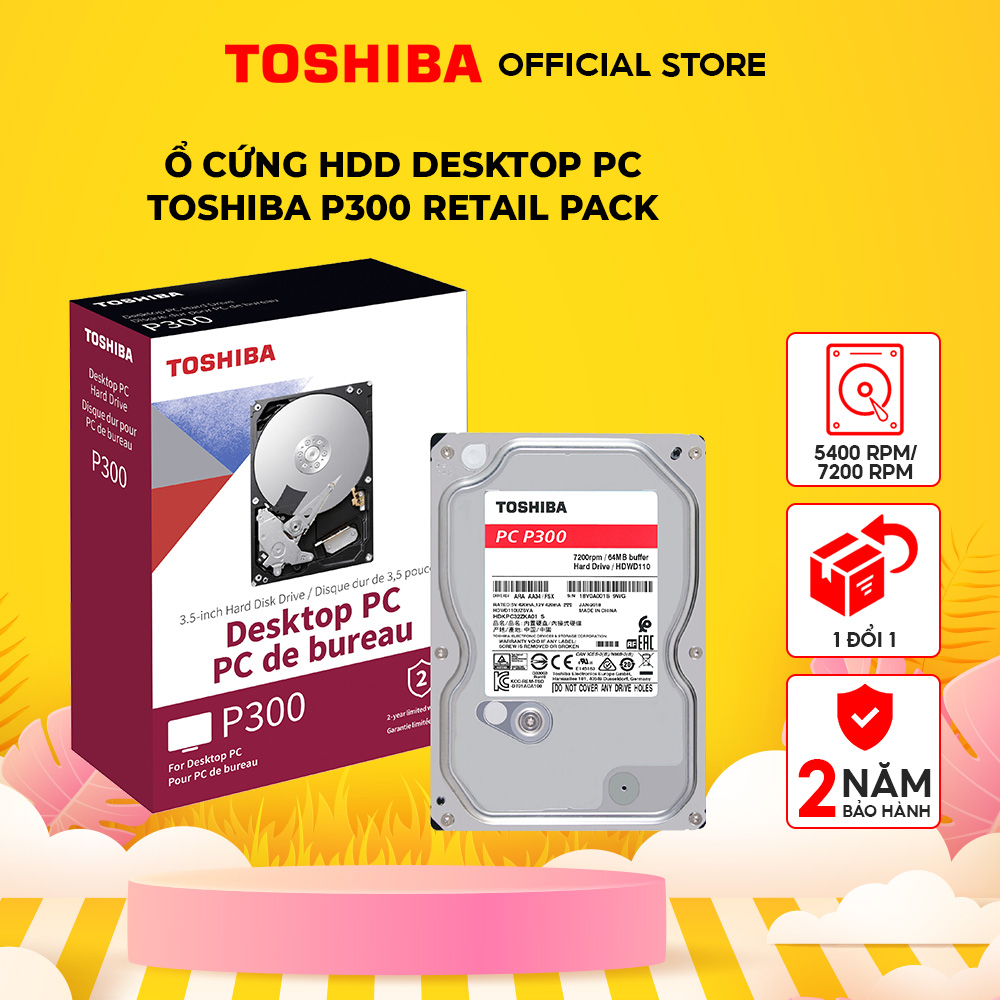 Ổ cứng HDD Toshiba P300 3.5 inch Desktop Hàng Chính Hãng