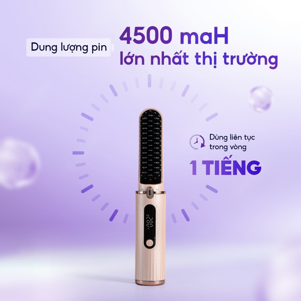 Lược điện không dây ion âm Sothing SeeMee suôn mượt, tạo kiểu vào nếp nhanh - Hàng chính hãng