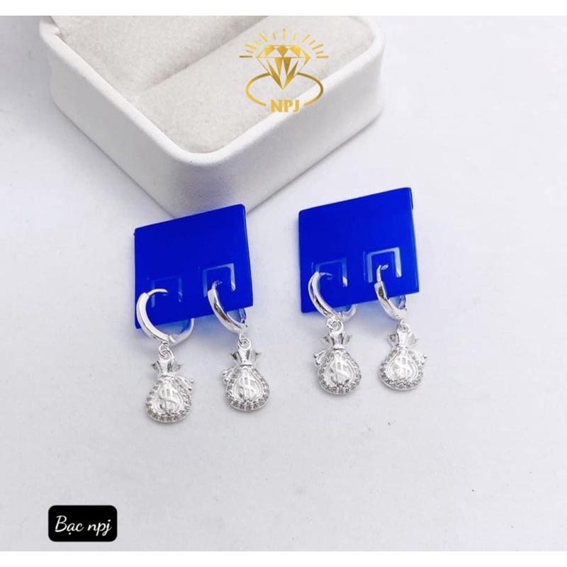 Bông tai túi tài lộc, Hoa tai Bạc đẹp ️ Siêu Hot ️ - Bạc Npj