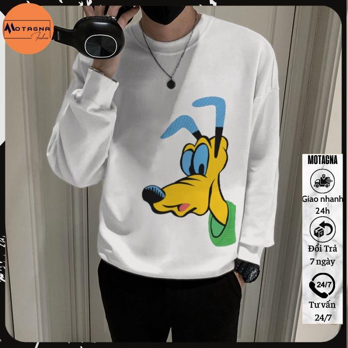 Áo nỉ nam dáng ôm, Áo sweater chất đẹp kiểu dáng ôm Hàn Quốc in Cún hoạt hình mã NZ633