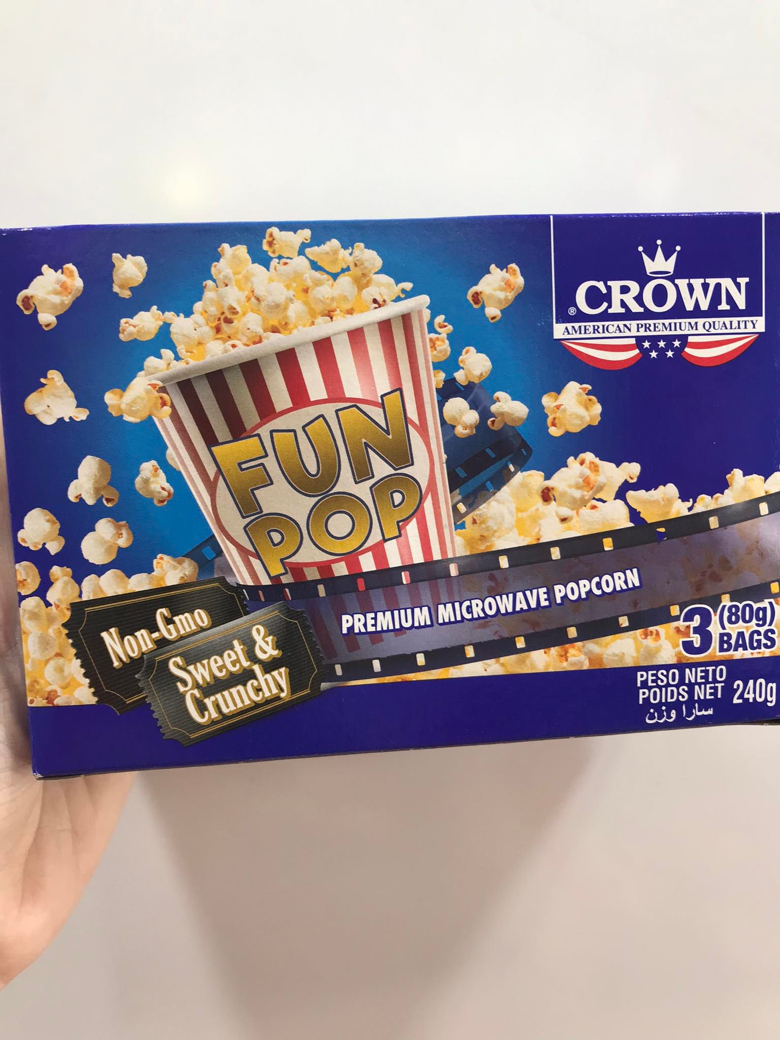 BẮP RANG BƠ VỊ NGỌT CROWN 240g của Mỹ (3 gói x 80g). hsd tháng 12/23 - sweet popcorn