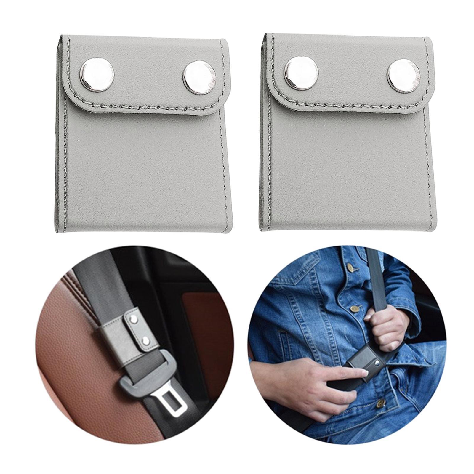 2x2Pcs Car Seatbelt Adjuster for Kids Adults gray snap button