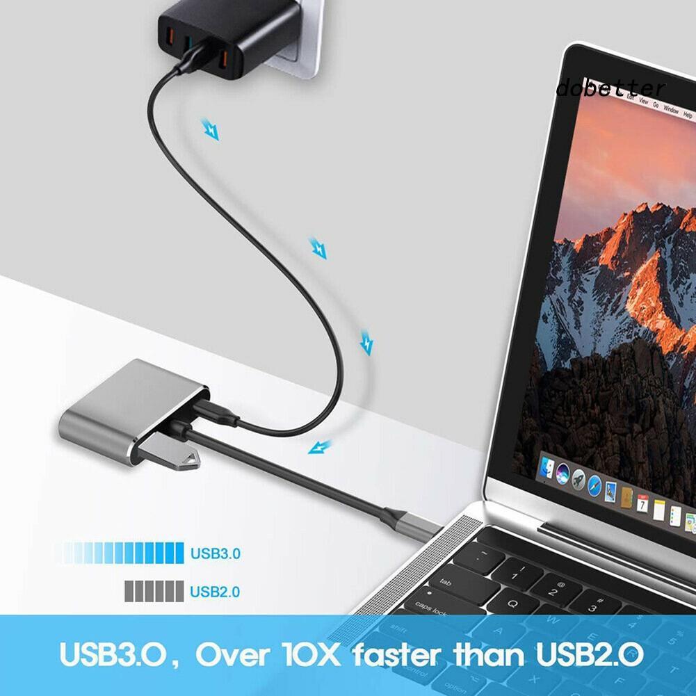 Bộ chuyển đổi USB Type-C sang HDMI VGA hỗ trợ đọc thẻ 4 trong 1 dành cho Laptop táo