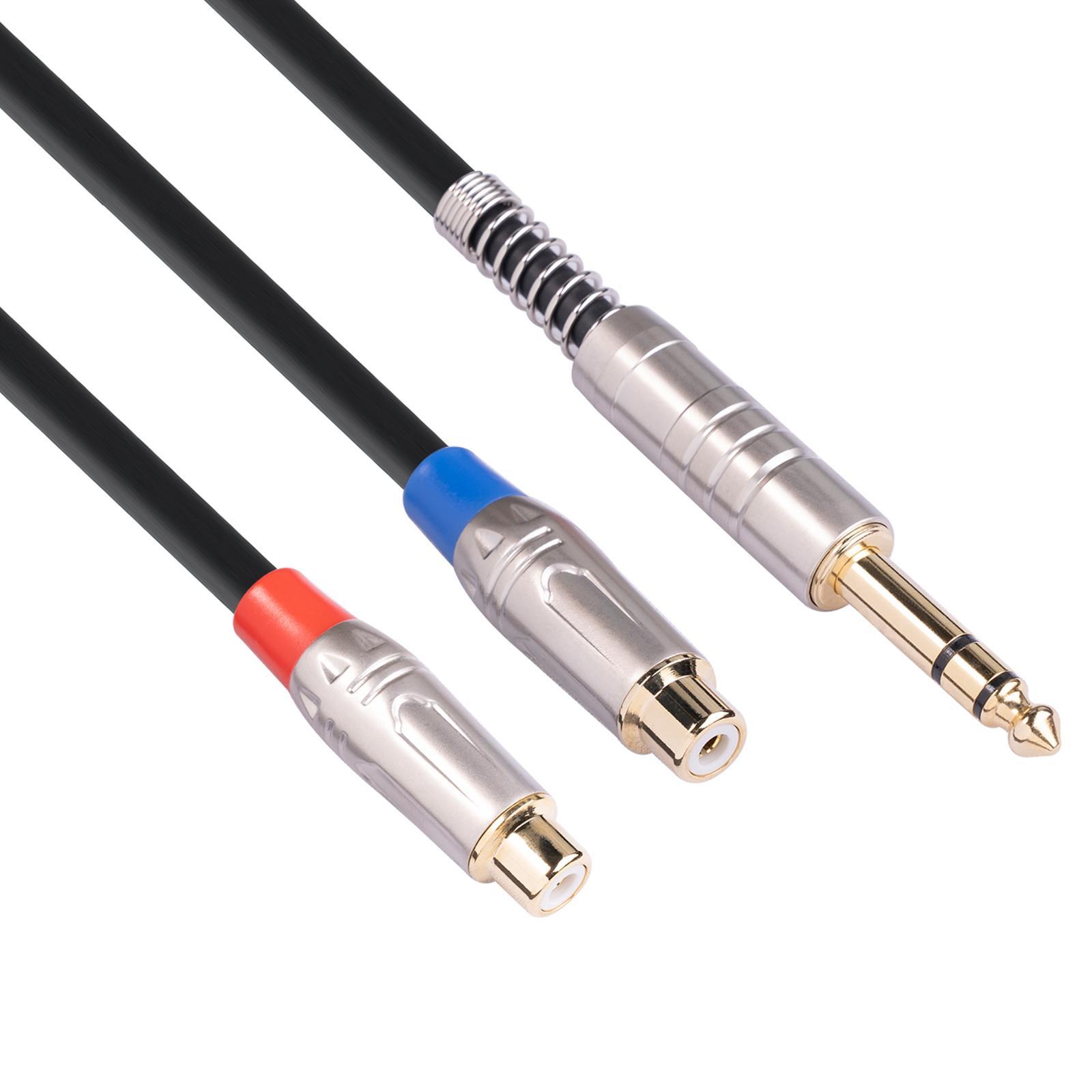 6.35mm TRS Stereo Jack Male to 2 RCA Female Plug Adapter Cord
