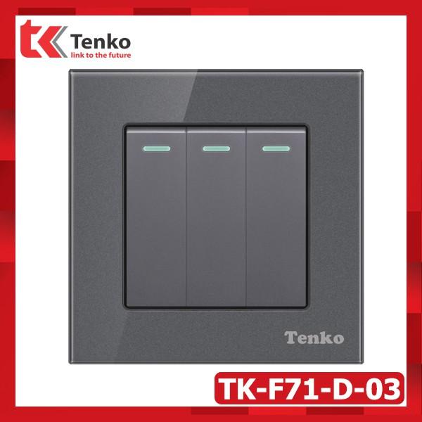 Công tắc Vuông 3 Hạt Mặt Kính Cường Lực Cao Cấp Tenko TK-F71-D-03 Full Color