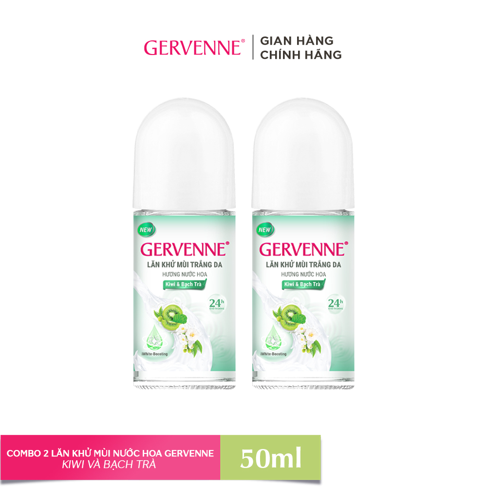 Combo 2 Lăn khử mùi nước hoa Gervenne Kiwi và Bạch Trà 50ml/ Chai