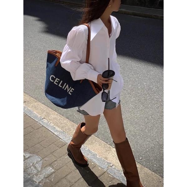 Áo Sơ mi trắng style Hàn form rộng chất thô mịn dày chuẩn form bo chun che khuyết điểm vai thô bắp tay to kèm ảnh thật