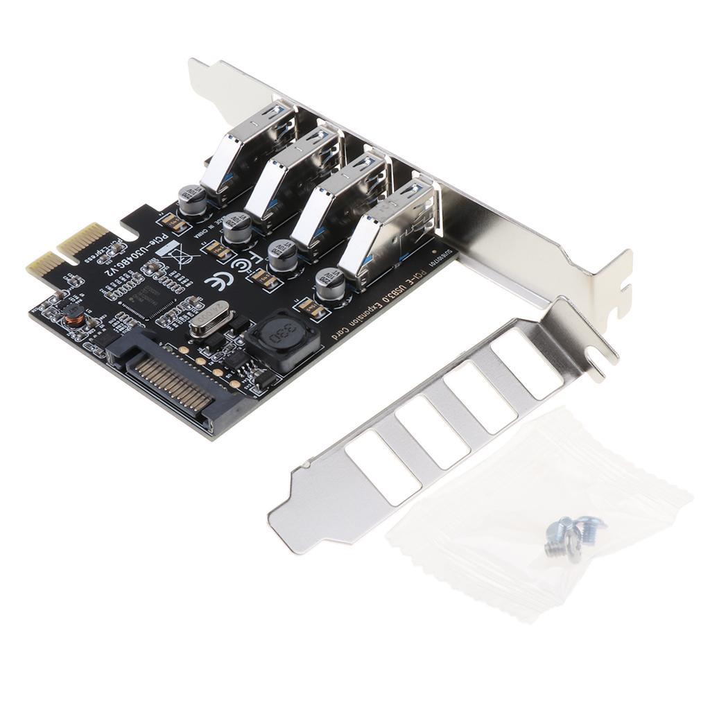 4 Port PCI-E to USB 3.0 HUB  Expansion Card 5Gbps for Desktop