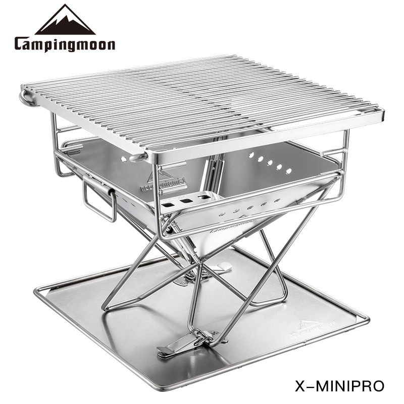 Bếp Nướng Than CampingMoon X-MINI PRO Xếp Gọn 1- 2 Người Thép Không Gỉ