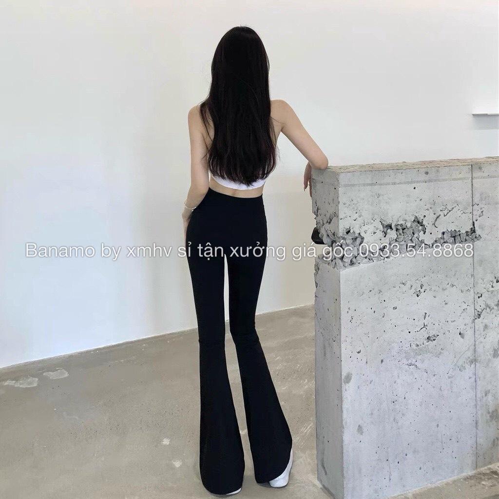 Quần ống loe nữ cạp cao quần legging nữ ôm ống loe lên from xinh tôn dáng 411