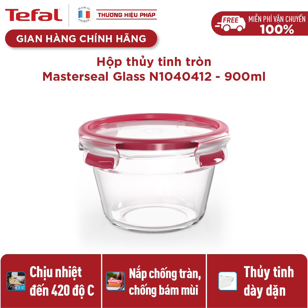 Hộp bảo quản thực phẩm thủy tinh Tefal Masterseal Glass 900ml - Hàng chính hãng