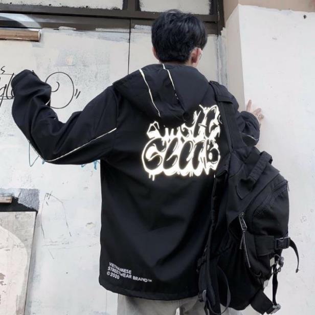Áo khoác dù unisex form rộng Club nam nữ thời trang kim gia