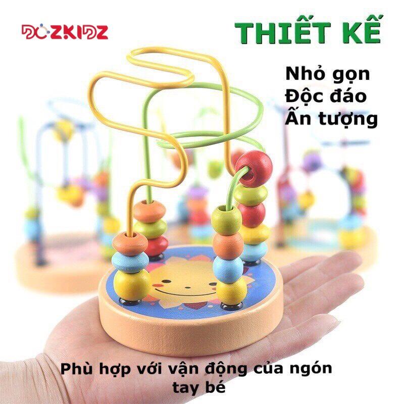 Đồ chơi gỗ vận động tinh - Luồn hạt cho bé từ 0 đến 3 tuổi - DOZKIDZ