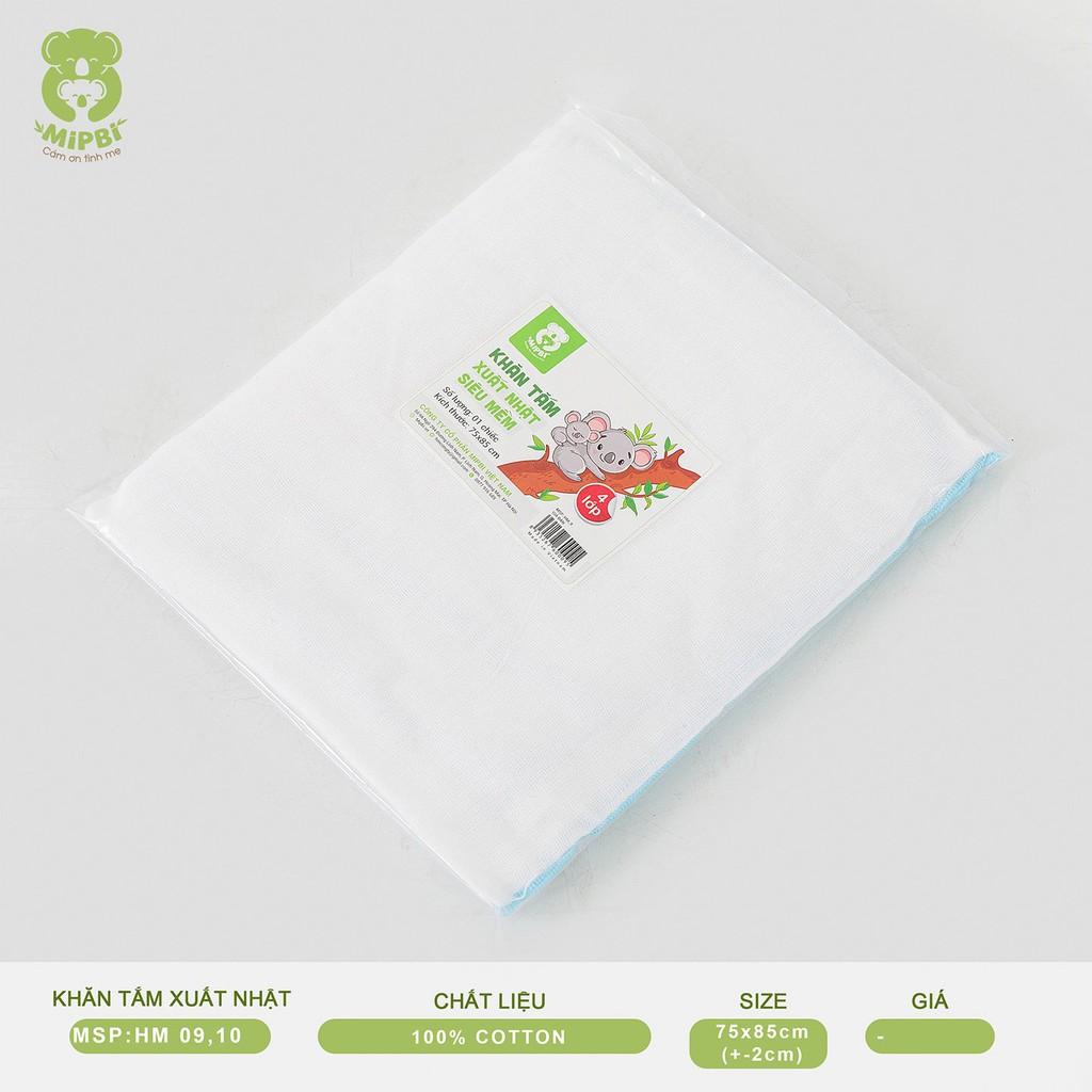 Khăn tắm xuất Nhật Mipbi 100% cotton tự nhiên siêu mềm (Túi 1 chiếc 75x85cm)