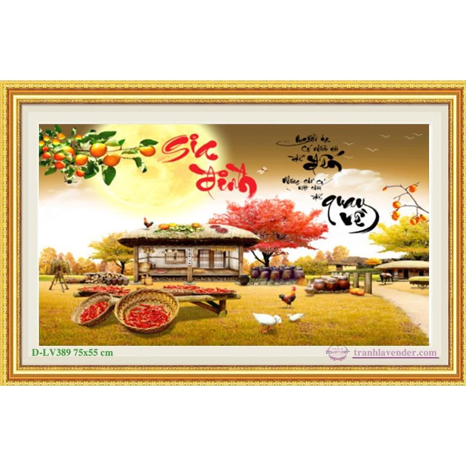 Tranh đá gia đình ngôi nhà nhỏ LV389 - kích thước: 75 * 55cm.