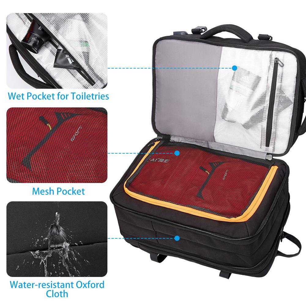 Ba lô mang theo có thể mở rộng với cổng sạc USB Ba lô du lịch Weekender phù hợp với máy tính xách tay 15,6 inch cho nam và nữ