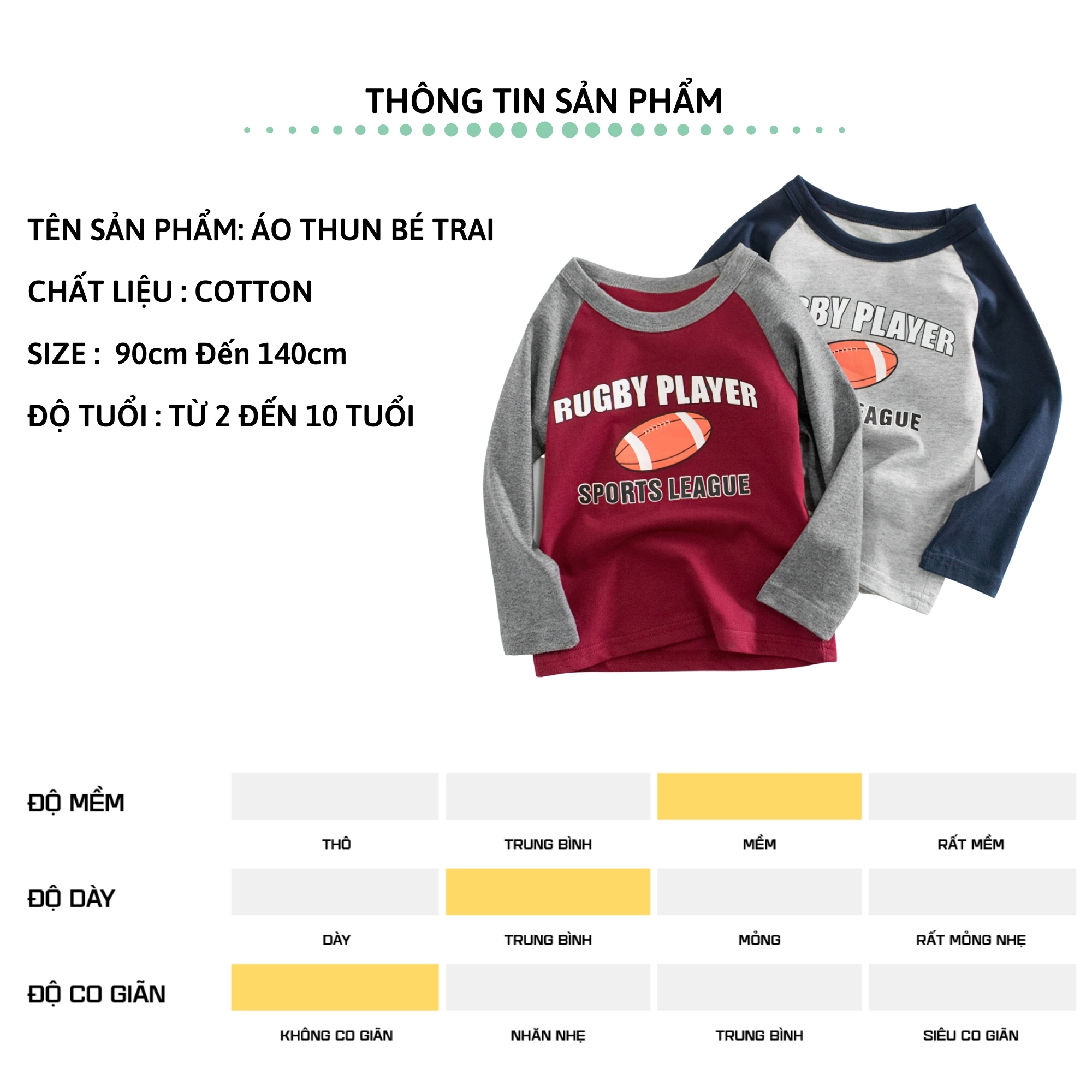 Áo thun dài tay bé trai 27Kids áo thu đông nam 100% Cotton cho trẻ từ 2-10 tuổi BLTS4