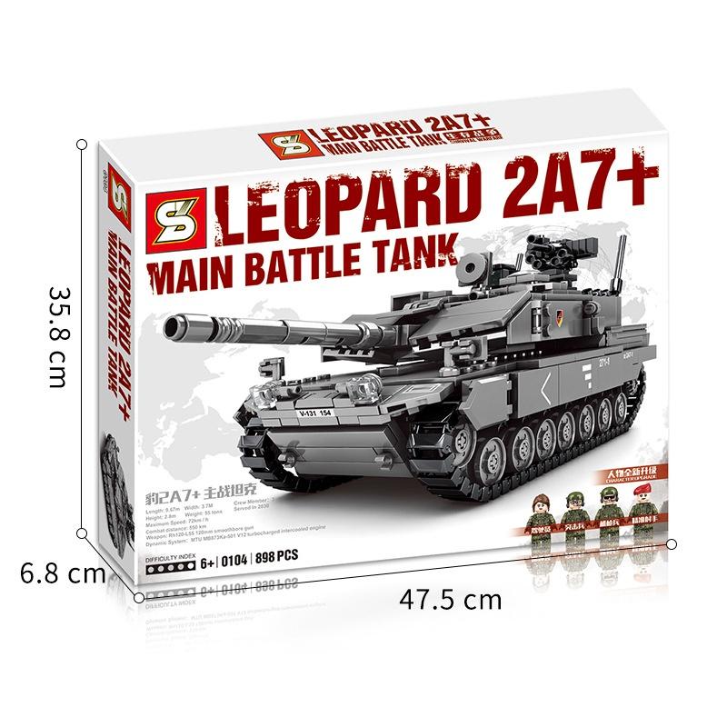 Đồ chơi Lắp ráp Xe tăng Đức Leopard 2A7+, SY0104 Xếp hình thông minh, Nhựa ABS an toàn, Sách hướng dẫn chi tiết