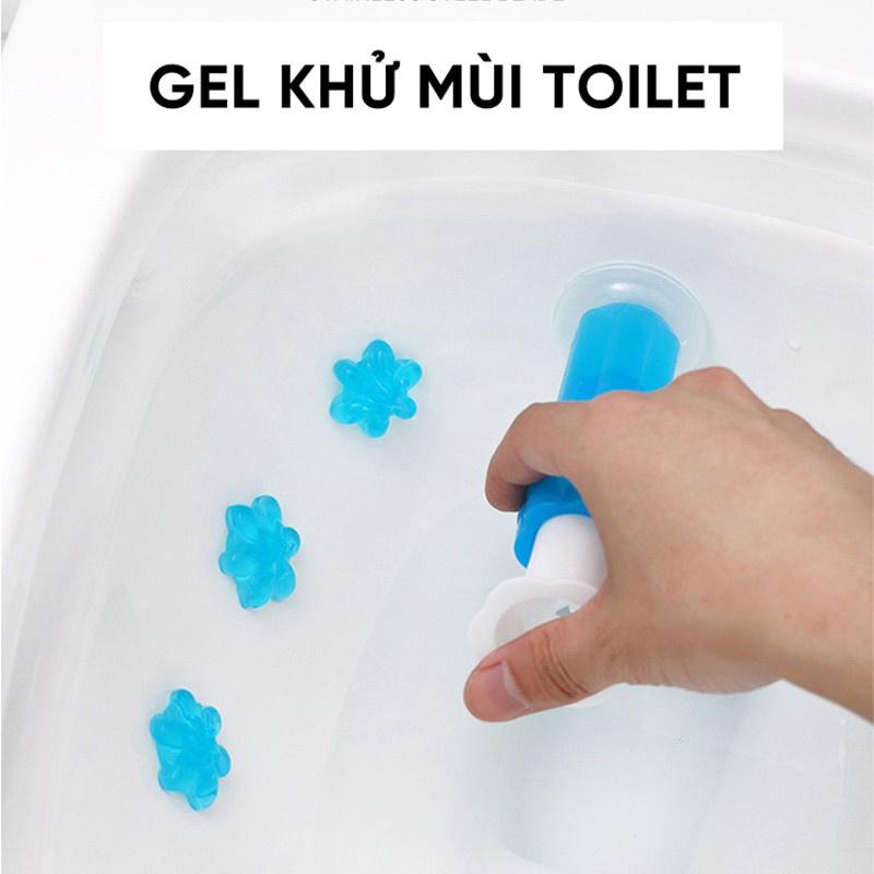 Gel thơm khử trùng bồn cầu gel khử mùi bồn cầu dạng thạch hình bông hoa tạo mùi thơm cho toilet