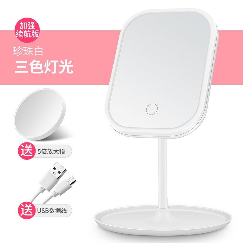 Gương trang điểm để bàn hình vuông có đèn LED tiện dụng