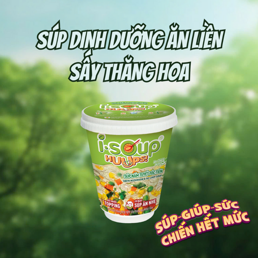 Combo Mua 2 Súp Nấm Tuyết Tóc Tiên ISOUP HUUPS Tặng 1 Súp Nấm Yến Mạch - Súp Ăn Liền Sấy Thăng Hoa