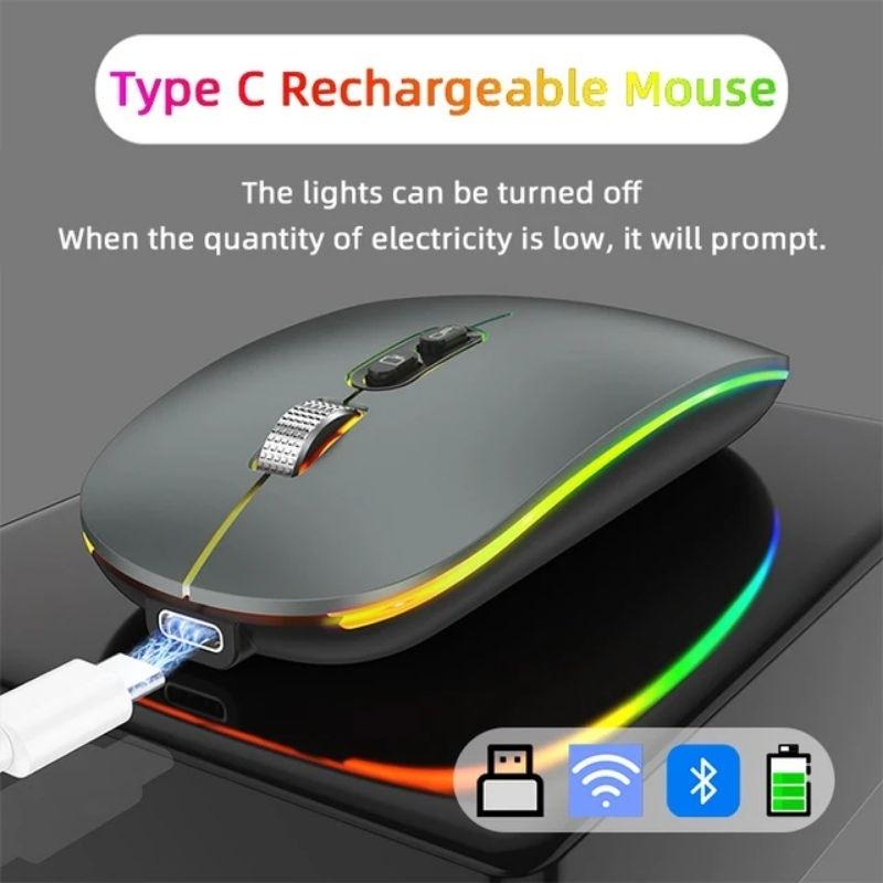 Chuột bluetooth không dây cao cấp TEKKIN M103 sạc Type C - hàng nhập khẩu - Xám/USB+Bluetooth