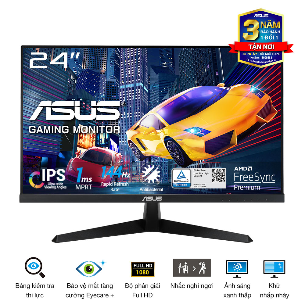 [Tặng chuột TUF Gaming M3] - Màn Hình Gaming Asus VY249HGE (23.8 inch | FHD 1920×1080 | IPS 144Hz 1ms | Eye Care+ | FreeSync Premium) - Hàng Chính Hãng