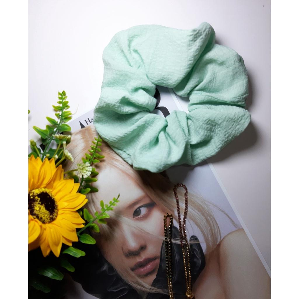 Cột tóc scrunchies vải xốp gạo nhún