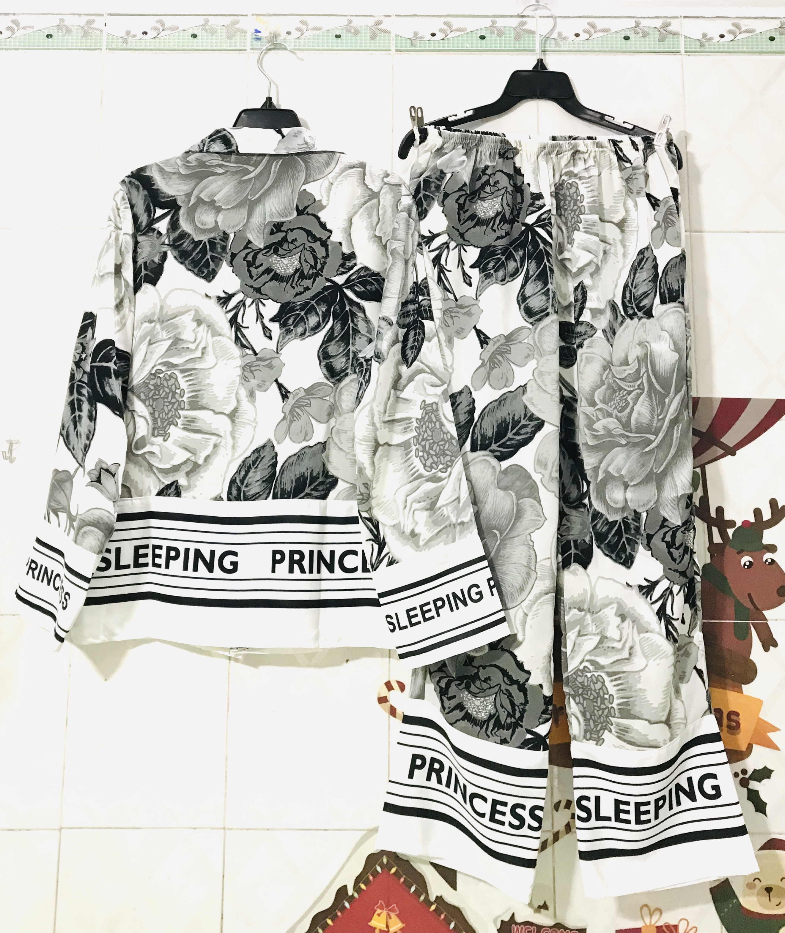 BỘ PIJAMA THIẾT KẾ HỒNG TRẮNG KIÊU SA