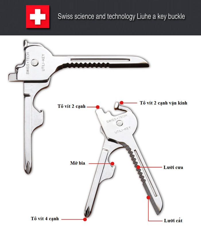 Móc khóa đa năng Swiss Tech 6in1