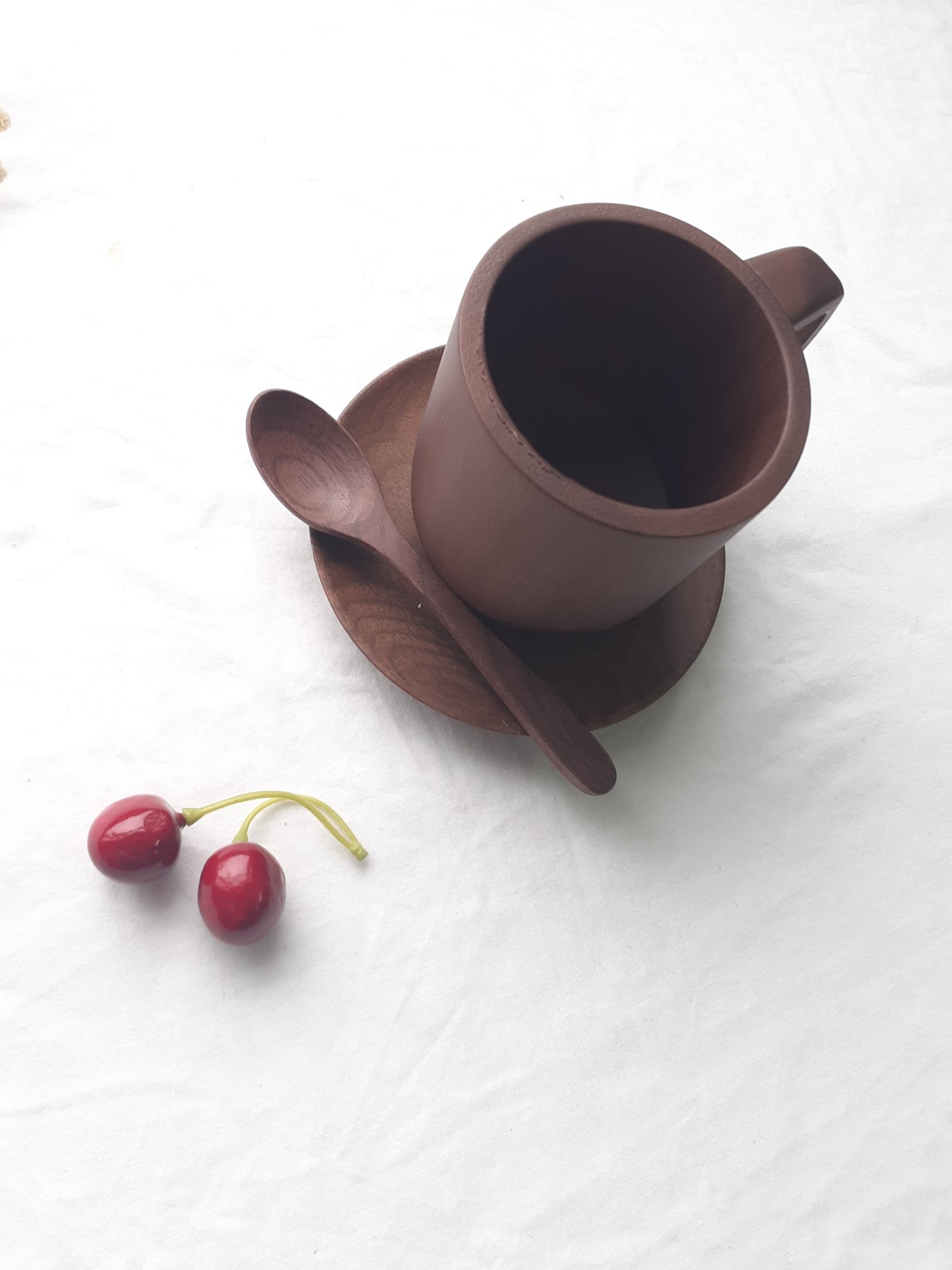 Bộ 6 thìa. muỗng uống cafe, sinh tố gỗ óc chó màu nâu 13.5 cm x 2.5 cm