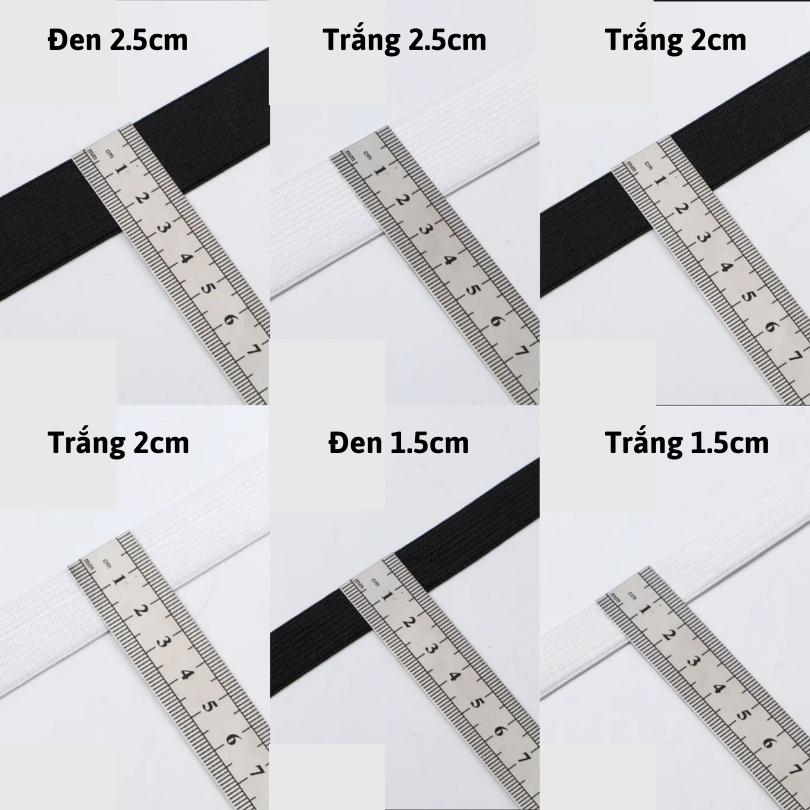 20 mét thun co giãn tốt dây chun may áo quần MaiHoa Fabric nhiều kích cỡ sẵn màu trắng và đen