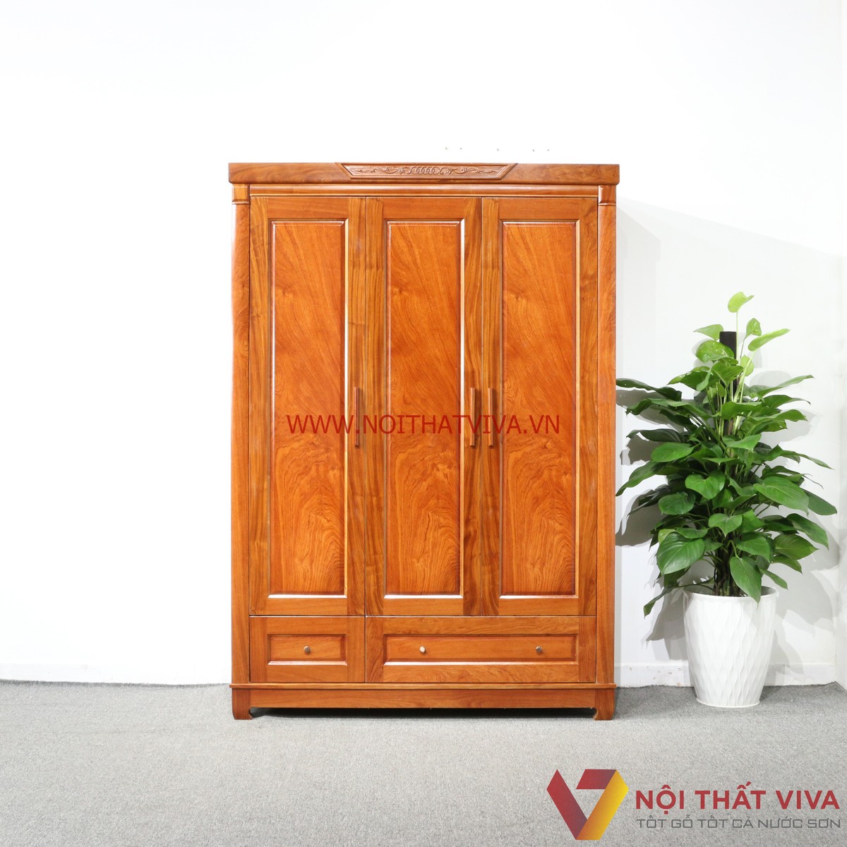 Tủ Áo 3 Cánh Gỗ Hương Đá Cao Cấp Đẹp Giá Rẻ