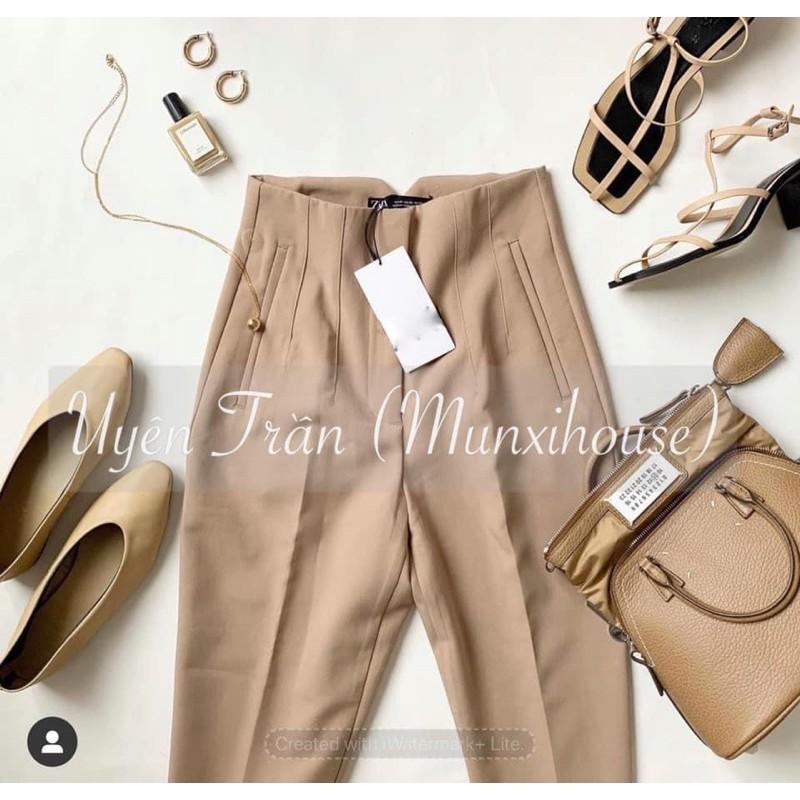 Quần baggy nữ lưng V túi cơi trước 6 màu quần tây nữ công sở chất tuyết mưa thời trang Banamo Fashion 8328