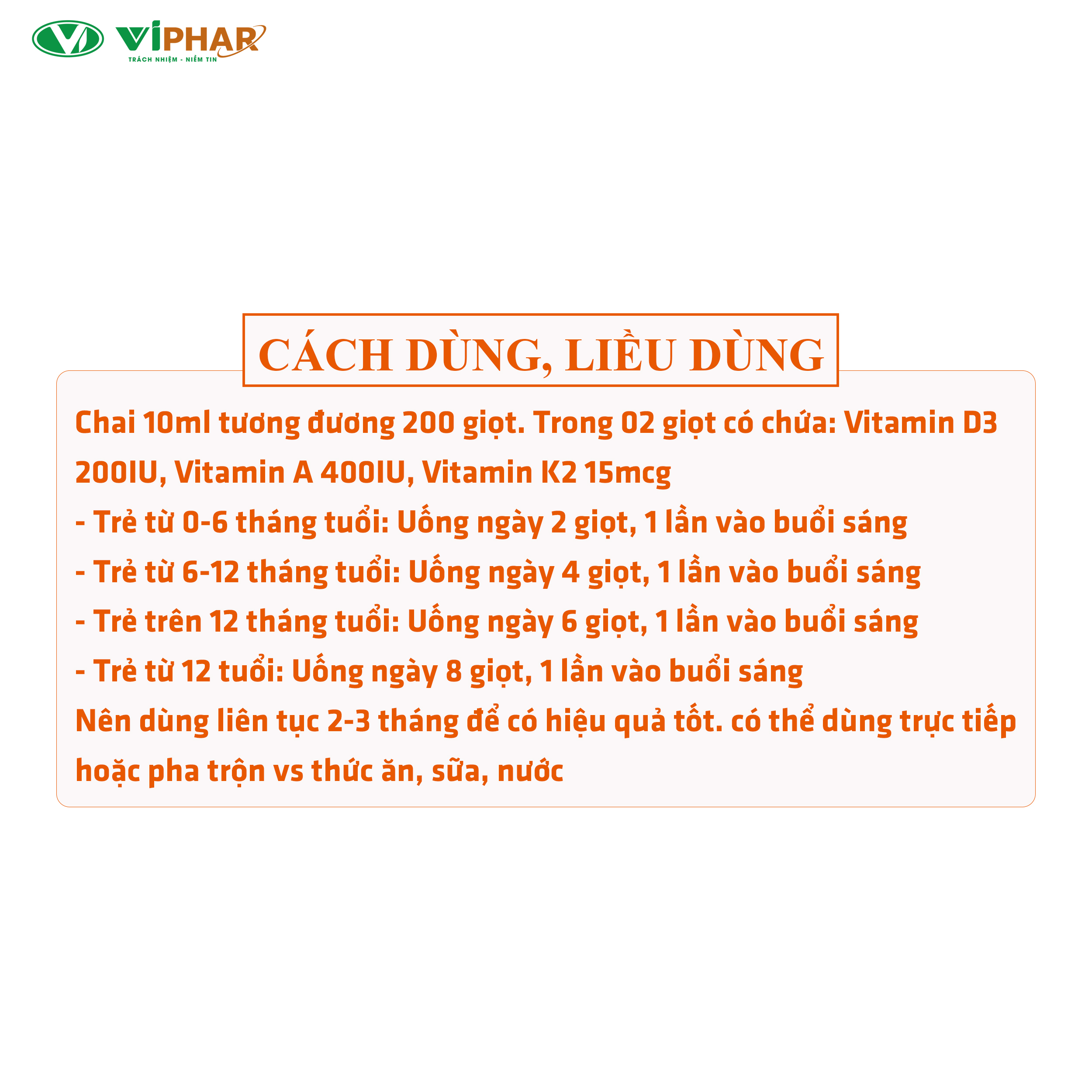 Chai Nhỏ Giọt Vitamin D3 Giúp Hấp Thu Canxi Tối Đa Cho Bé Từ 0 Tháng Tuổi Drops Vitmin D3&K2-Mk7 Babywin VIPHAR Chai 10Ml 200 Giọt