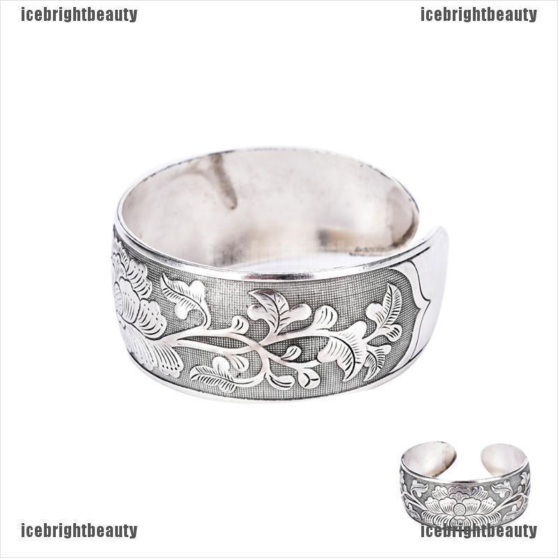 ICEB Beautiful New Tibetan Tibet Silver Totem Bangle Cuff Peony Bracelet Jewelry