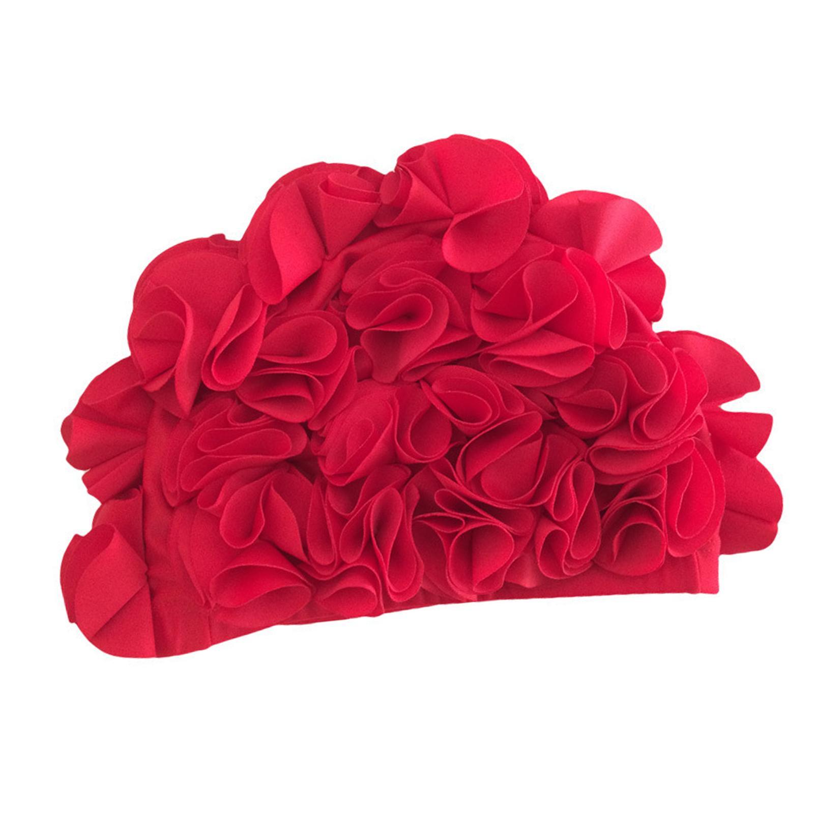 Swimming Hat Swim Hat Fashion Floral Petals Vacation Reusable Bathing Caps Swim Caps Swimming Cap for Girls Women Curls Long Short Hair