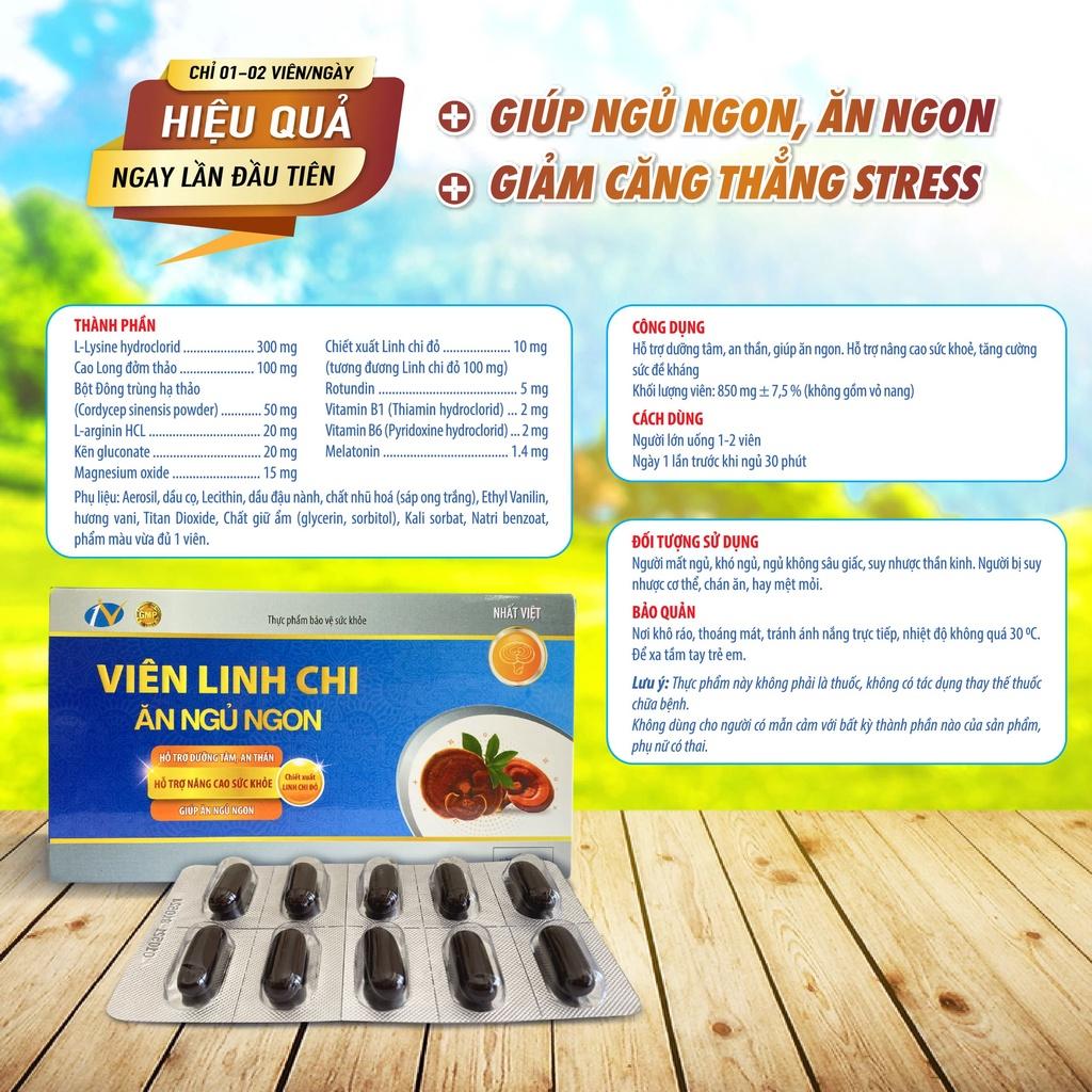 Viên linh chi xanh ăn ngủ ngon giúp ăn ngon, ngủ ngon, giảm căng thẳng stress - 60 viên