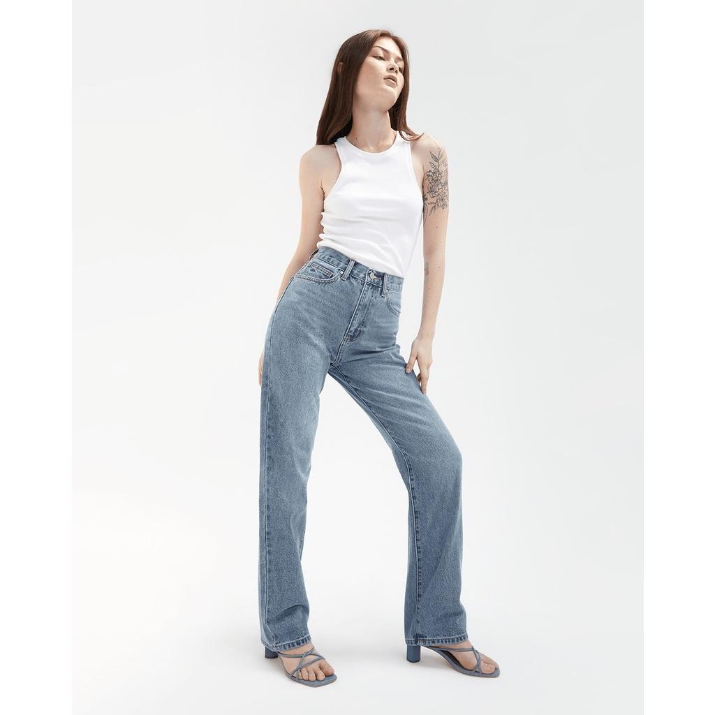 TheBlueTshirt - Quần Jeans Nữ Ống Rộng Màu Xanh Nhạt - South Side Straight Leg Jeans - 2000s Wash