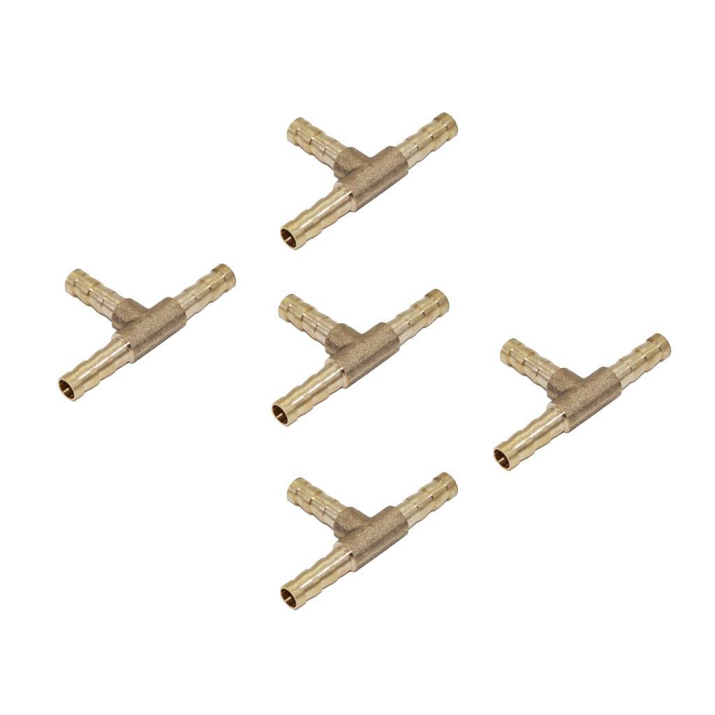 10pcs Brass Hose Barbed Adaptor Tee 3 Ways Pipe Fittings Connector Joint