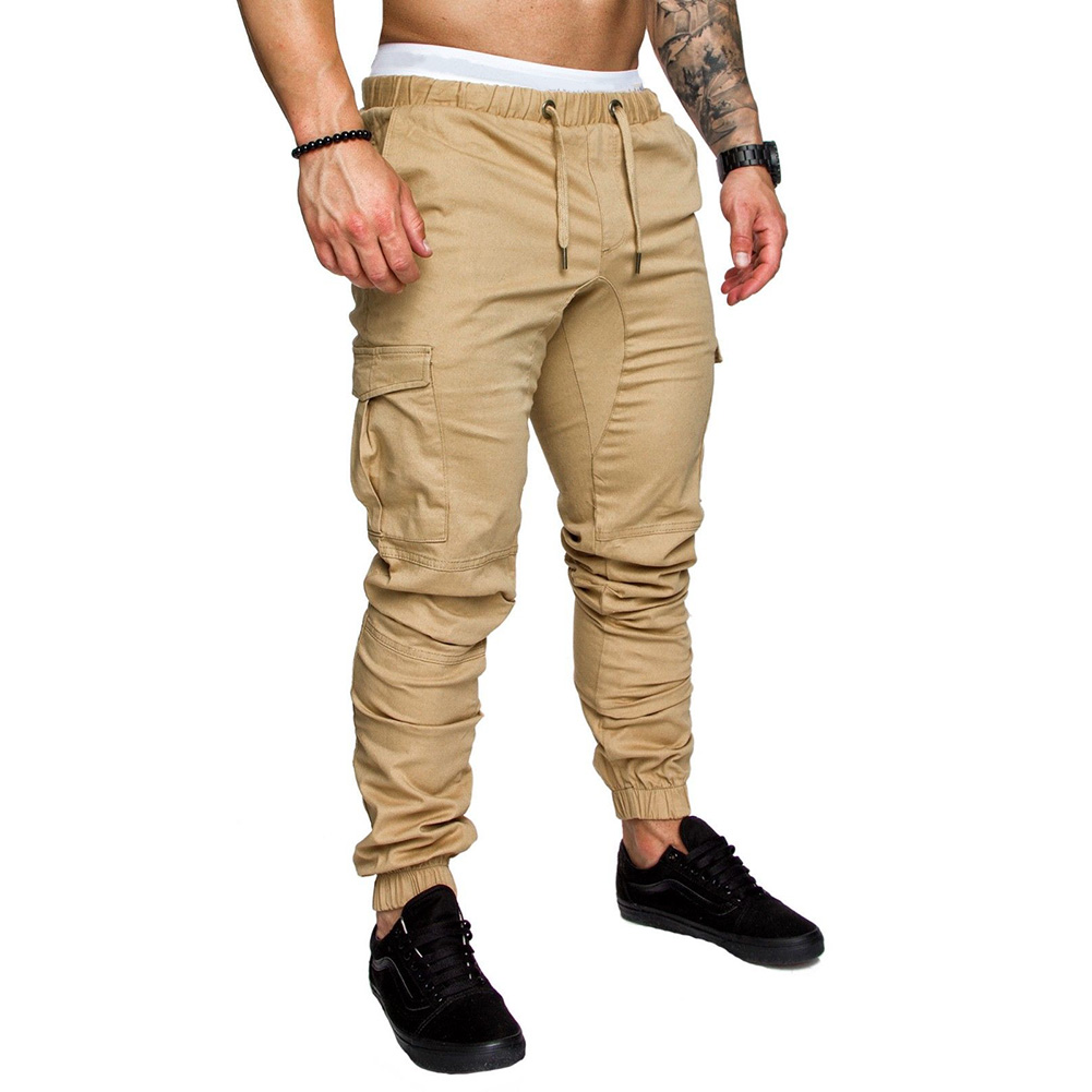 Men Stylish Casual Multi Pocket Long Trousers Sports Ankle Banded Pants Birthday Festival Gift