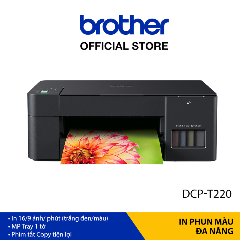 [HÀNG CHÍNH HÃNG] Combo Máy in phun màu đa năng Brother DCP-T220 và Bộ mực in phun Brother (BT-D60BK + BT5000C/M/Y)