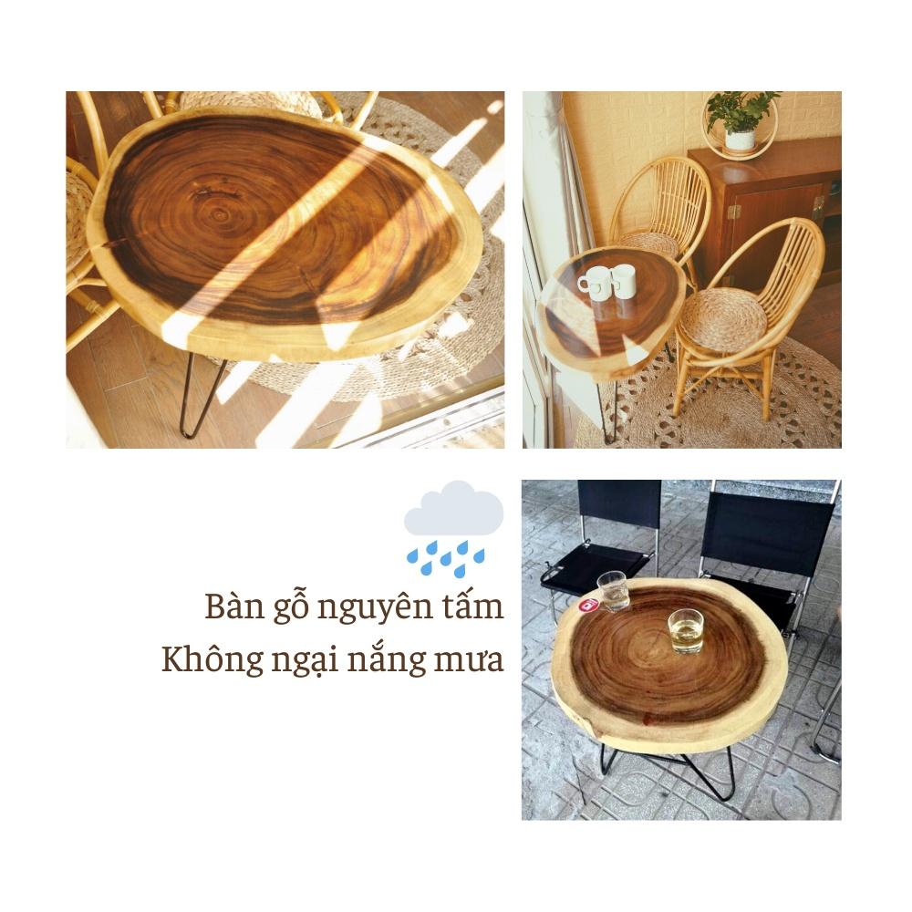 (Combo siêu tiết kiệm) Bộ bàn ghế gỗ mây ban công cao cấp, ghế thư giãn lưng cao, phù hợp không gian gia đình, quán Cafe