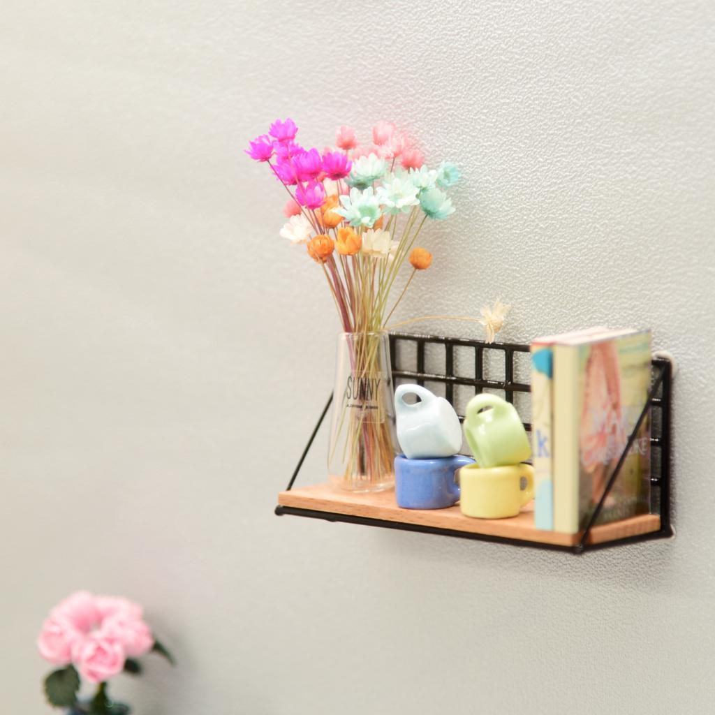 1:12 Mini Dollhouse Furniture Room Black Wall Shelf Rack Model DIY Kit