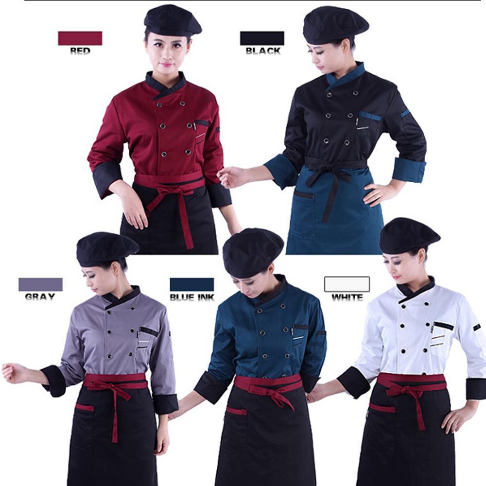 2 Pieces Chef Jacket Uniform Short Sleeve Kitchen Cook Coats For Mens Womens