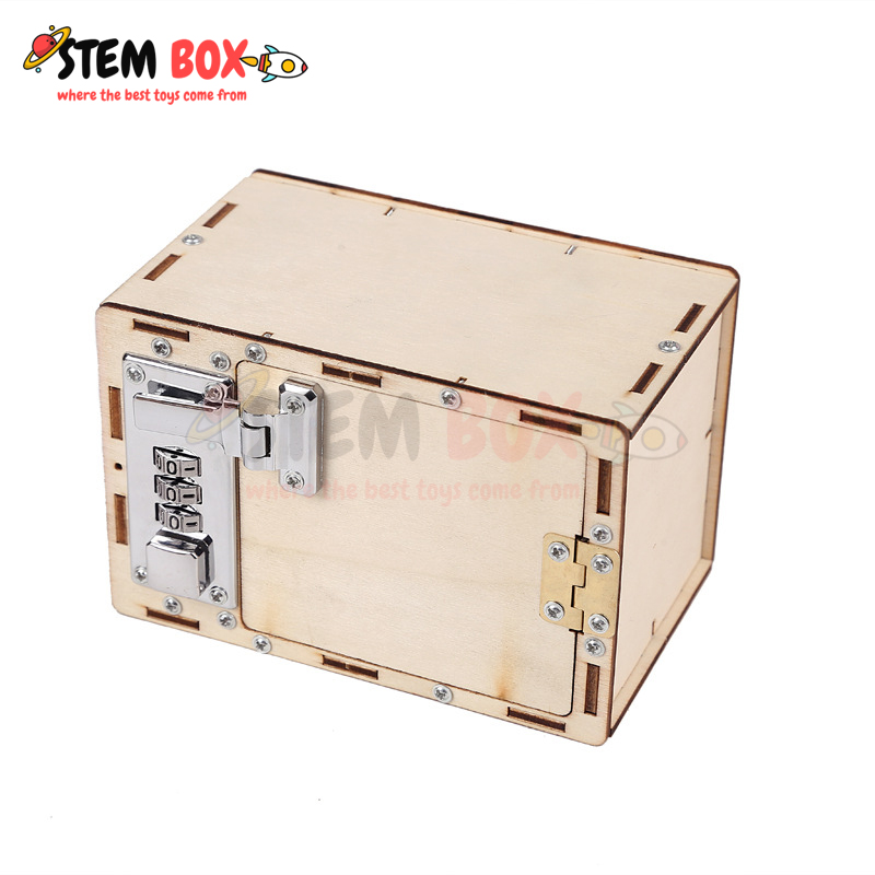 Đồ chơi trí tuệ bộ lắp ghép két sắt mini bằng gỗ - Trò chơi DIY STEM BOX